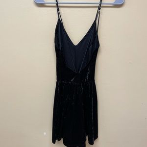 LA Hearts Black Velvet Romper w Crossy Back